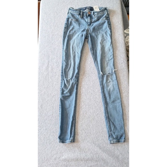 Hollister Jeans 00R Womens 23x28 Low-Rise Jean Legging Light Wash Stretch Skinny - Picture 14 of 15